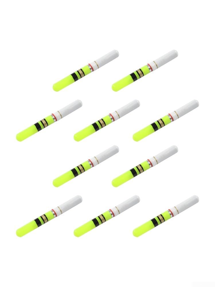 Confezione da 10 galleggianti da pesca notturna a LED, luce compatibile con batteria CR322, per attrezzatura da pesca notturna, esche fluorescenti verdi e rosse, luci galleggianti impermeabili per