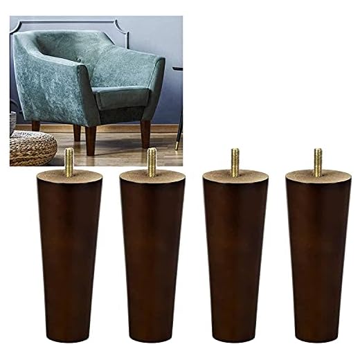LSLS Bordsben Massivt trämöbler ben 4 tunga byråben soffa ersättningsben, ben för möbler Maximal belastning 600kg, standard med bult Möbelben (Color : Brown-m10, Size : H15cm)