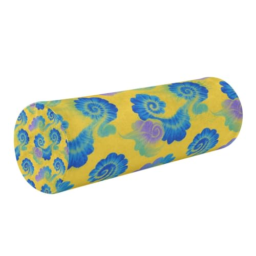 Amooorous Tie-Dye Yoga Bolster Pillow, Yellow & Blue