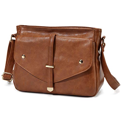 VASCHY Crossbody Bags for Women, Vegan Leather Fashion Handbag Purse Shoulder Bag Brown