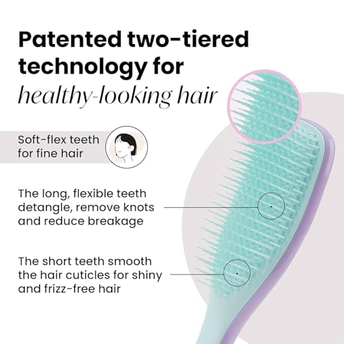 Image of Lyrovo Ultimate Hair Brush Comb for Women for Wet & Dry Hair Eliminates Knots & Reduces Breakage for All Hair Types (Mint & Purple)