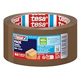 tesa tesapack STRONG RECYCLED - Paketklebeband aus 100% recyceltem Kunststoff, Klebeband für mittelschwere Pakete - UV- und alterungsbeständig - Braun - 66 m x 50 mm