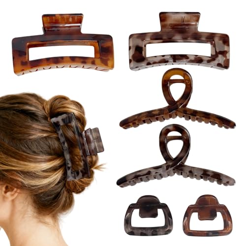 6 Pieces Hair Claw Clips for Women Tortoise Shell Hair Claw Clip Strong Hold Non-slip Jaw Clips for Women