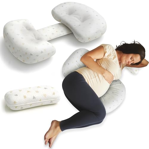 Tarleys Cojin Embarazada - Almohada Embarazada con Soporte para la Espalda - Caderas - Piernas y Vientre - Almohada para Dormir de Lado - Cojin Lactancia Multifuncional - Desmontable y Ajustable.