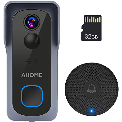 AHOME B1 WiFi Video Doorbell | Timbre para Puerta Inalámbrico con Timbre Interior, HD 1080P Cámara de Seguridad 166º, Detección de Movimiento, Conversación Bidireccional, Impermeable, 32GB - Gris