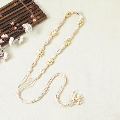 Fashion Braided Waist Belt with Ethnic Wooden Beads and Vintage Tassels for Women and Girls4