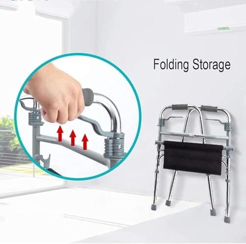 Folding Elderly Walker,Lightweight Aluminum Alloy Walking Frame Daily Living Aid with Seat and Folding Handle Transport Chair Small Gift - Image 3