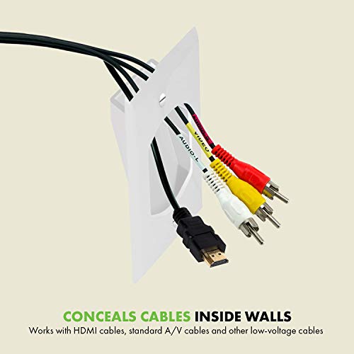 Topgreener Recessed Low Voltage Cable Wall Plate For Home Theaters, Size 1-Gang 4.50" X 2.75", Polycarbonate Thermoplastic, Tg8881-2Pcs, White (2 Pack) #TOP2