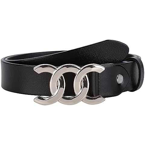 ALAIX Women's Belt Gold/Silver Buckle Belt Black leather belt Fashion Dress Pants Jeans belts for women Cover