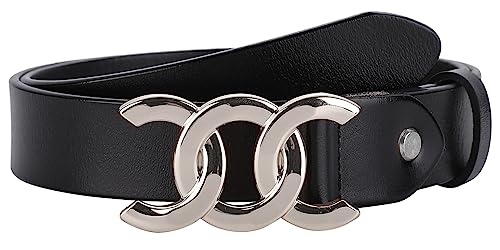 ALAIX Women's Belt Gold/Silver Buckle Belt Black leather belt Fashion Dress Pants Jeans belts for women