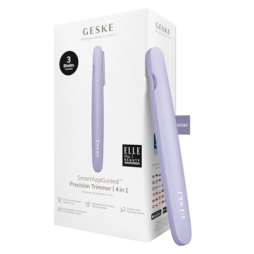 GESKE Precision Trimmer | 4 in 1 | Painless, Hygienic Hair Remover | Precise Hair Trimmer Tool | Face & Body | Men & Women | Grooming Device | Hypoallergenic, Easy-to-exchange Blades | All Skin Types
