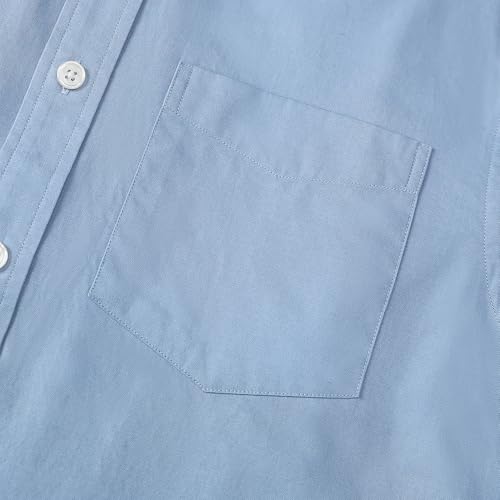 Image of Dubinik Mens Short Sleeve Button Down Shirts Soft Breathable Summer Vintage Regular Fit Lightweight Men's Casual Shirt