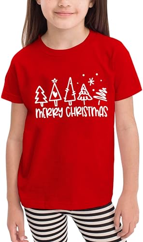 Image of Christmas Tree Shirt for Toddler Boys Girls Merry Christmas T-Shirts Short Sleeve Holiday Tee Xmas Gift Tops