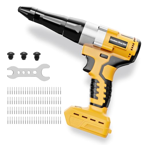SINGTIP Electric Rivet Gun Compatible with 20V MAX Battery (Tool Only), Brushless Automatic Cordless Rivet Gun, 2248 lbf Pull Force, Quick-Change Nozzle for 1/8