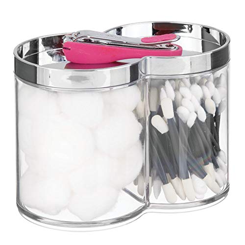 mDesign Plastic Bathroom Vanity Countertop Canister Jar with Storage Lid - Stackable