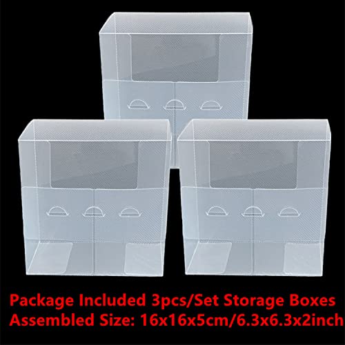 Image of BAOFALI 3Pcs6.3x6.3x2''Plastic Storage Cases Clear Craft Supplies Storage Containers Transparent Boxes with Lid Clear Rectangle for Craft Supplies Coloring Markers Brushes Stamp Die