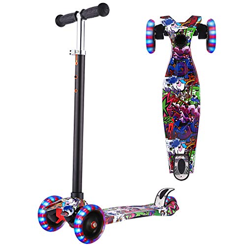 WeSkate Scooters for Kids, Lights Up Scooter for Girls Boys, Adjustable Height, Scooter