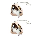 Pokeyula Car Rear View Mirror Hanging Accessories, Cute Kitten Lazy Cat Lying Pendant Novelty Funny...