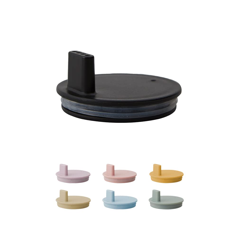 Design Letters Drink lid for baby and kids Personal Drinking Glass in tritan (Black) - BPA-free, BPS-free and EA-free, matt colored lid with silicone ring, Dishwasher safe, 14 g