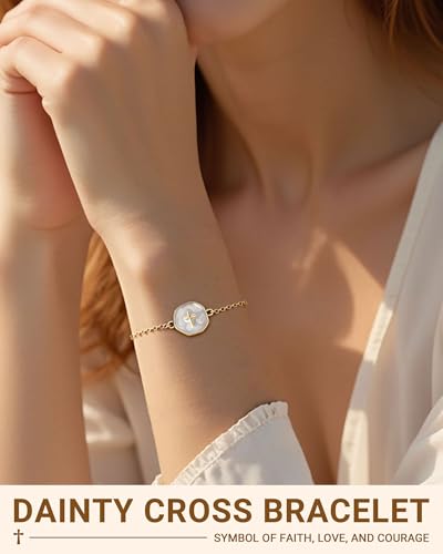PINKDODO Cute Cross Bracelet for Teen Girls Confirmation Baptism Christian Religious Easter Jewelry Gifts for Daughter Granddaughter Niece2