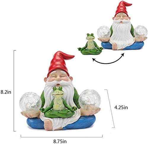 Reyiso Solar Gnomes Garden Statues - Zen Decor With Solar Garden Lights - Resin Garden Gnomes Yoga Frog Sculptures - Dad Gifts Gnomes Decorations For Yard,Garden,Lawn,Patio,Pathway #TOP1