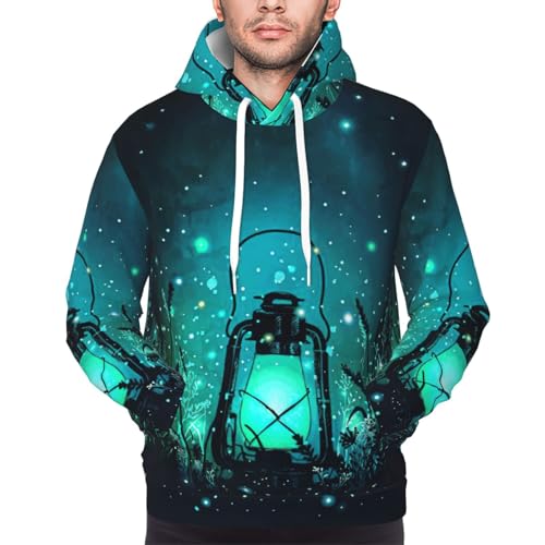 Sweat à capuche en polaire imprimé lucioles manches longues hommes - 5