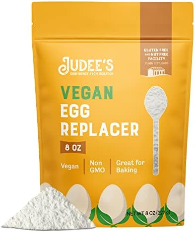 Judee's Gluten Free Egg Replacer Powder - Egg Replacer for Baking & Vegan-Friendly - Non-GMO & Preservative-Free Keto-Friendly Formula - Vegan Baking Supplies - 8 Ounce