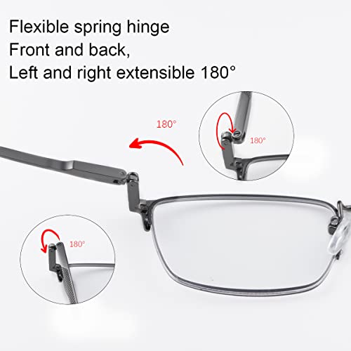 Photochromic Progressive Multifocus Reading Glasses Spring Hinges Transition Multifocal UV400 Sunglasses Sun Readers Blue Light Blocking Computer Eyeglasses Anti Glare Presbyopia Eyewear for Men Women - Image 4