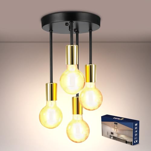 💡【Lampadine E27 Sostituibili】Prese per lampadine E27 standard, compatibili con varie lampadine, come LED, incandescenza, CFL. Grazie alla certificazione tedesca VDE del cavo, questa plafoniera è sicura e durevole e può essere dotata di lampade fino a 60 watt. Le lampadine E27 sostituibili sono perfette per il fai da te.