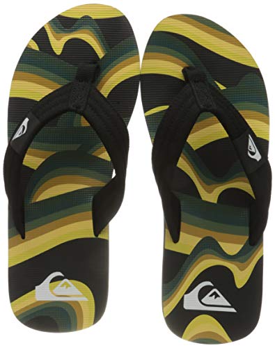 Quiksilver Molokai Layback Flip-Flops voor heren, Black Yellow Green, 39 EU