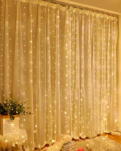 A.bigwhale Tenda Luci LED, 2 M x 2 M 200 LED Tenda Luminosa per interni USB, Tenda luminosa per Natale, matrimonio, finestra, parete, stanza, decorazione per feste