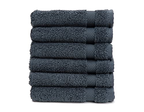 TowelSelections Pearl Collection Luxury Soft Towels â€“ 100% Turkish Cotton, Made in Turkey, Charcoal, 6 Washcloths