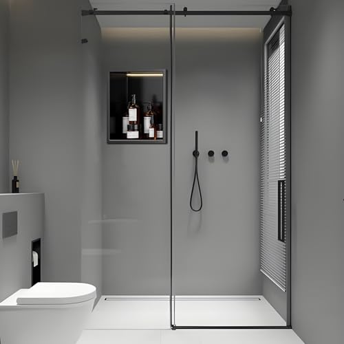 Generico Faretti LED da Incasso in Acciaio Inox per Doccia - Portaoggetti da Bagno Impermeabile per Shampoo e Gel - Organizer da Parete per un'efficienza ottimale dello Spazio