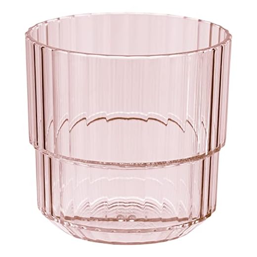 APS Bicchiere in plastica Tritan di alta qualità con 0,22 litri, senza BPA, impilabile, infrangibile, riutilizzabile, lavabile in lavastoviglie, 220 ml, rosa chiaro