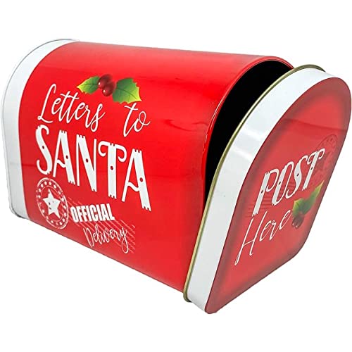 ALEF Christmas/Holiday Letters to Santa Decorative Small Tin Mailbox (Red