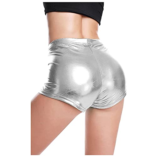 Genérico Pantalones Cortos Mujer Metalizados Shorts Oro Metálicos Sexy Mujer Corta Metálica de Cuero Elástico Bodycon Falda Lápiz de Discoteca Club Mini Falda Brillante de Danza Clubwear