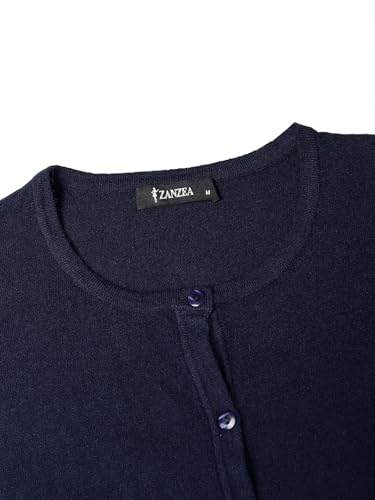 Image of ZANZEA Cropped Cardigan Sweaters for Women Color Block Lightweight Bolero Shrug Button Down Long Sleeve Tops Fall Outfits