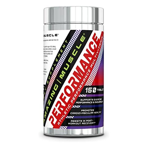 Amazing Muscle Performance Multivitamin for Men & Women | Contains Vitamins A, C, D, E, K2, B1, B2, B6, B12, Minerals, Calcium, Beta Alanine, Carnitine & More | 150 Tablets Supplement Cover