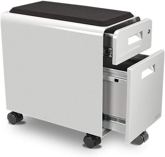 Narrow 2-Drawer File Cabinet with Seat, Rolling (White) by Uplift Desk
