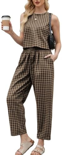 Two Piece Sets for Women Summer Lounge Sets Tank Top Wide Leg Cro...