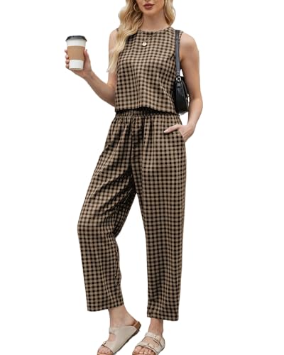 2 Piece Sets For Women 2025 Summer Matching Wide Leg Crop Pants Outfits Travel Vacation Beach Lounge Sets