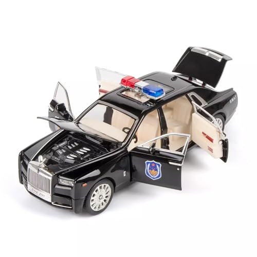 Image of Invite Enterprise Die-Cast Car 1:24 Rolls Royce Police Diecast Metal Pullback Toy Car With Openable Doors & Light, Music Boys Gifts Toys For Kids(1:24 Rolls Royce Phantom Police - Black)