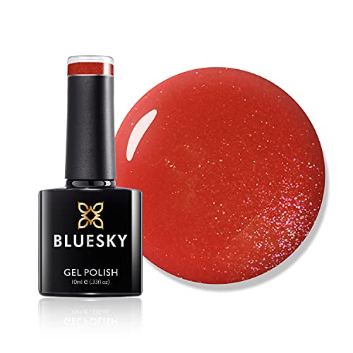 Bluesky Gel Nail Polish, Watermelon Lady A004, Bright, Burnt Orange, Glitter, Red, Long Lasting, Chip Resistant, 10 ml (Requires Curing Under UV LED Lamp)