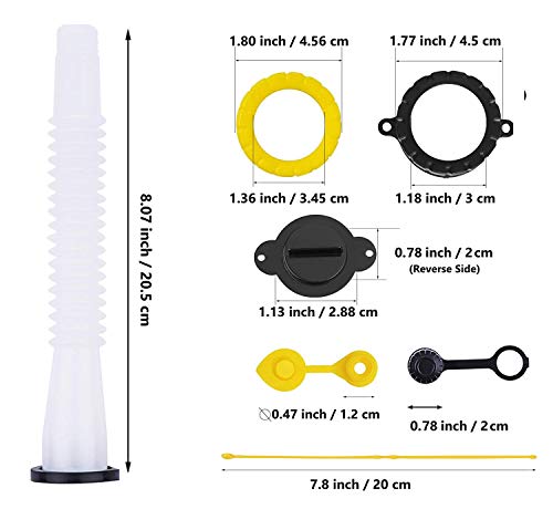 Gas Can Spout Replacement Improved Design Flexible Pour Nozzle Kit With Gasket Stopper Vent Cap Collar Caps For Old Style Water Gas Container Jug Pack Of 3 #TOP3