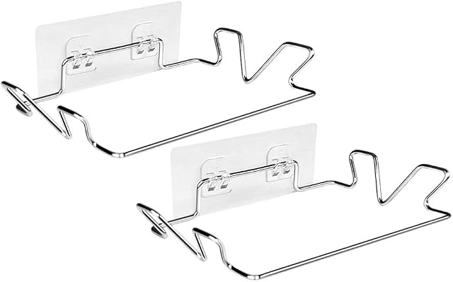 Tomaibaby 2 Sets Stainless Steel Trash Bag Holder Adhesive Hanging Trash Garbage Bag Holder for Kitchen Cupboard Door