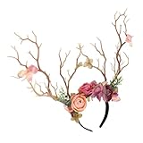 CATIEBYE 森系仿真假花枝 ヘッドバンド 軽量で快適な装着感 撮影用フォトプロップや装飾に