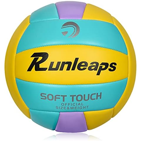 Beach Volleyball Official Size 5 - Runleaps Soft Waterproof Volleyball Sand Sports PU Ball for Indoor, Outdoor, Pool, Gym, Training Cover
