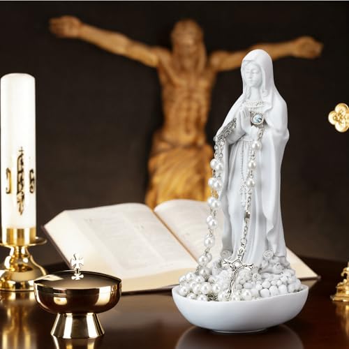 Estatua Virgen María con Rosario 7.8" H Decoración Religiosa miniatura 5