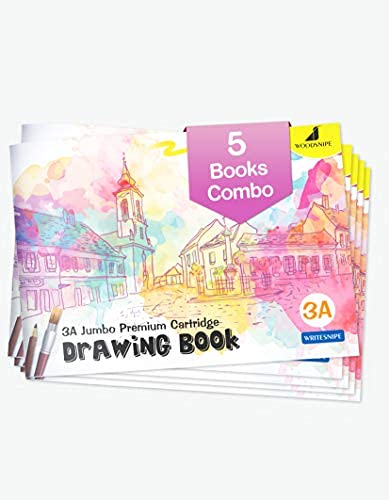 WOODSNIPE Drawing for Kids | 3A Size Drawing Books | 36 White Blank Drawing Pages | Sketch Books for Drawing, Colouring and Painting | Set of 5 Art Sketchbooks (B08L9SHL1G) Amazon Price History, Amazon Price Tracker