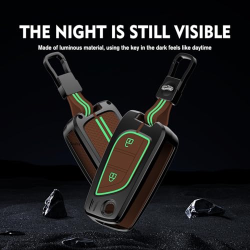 Image of Car Key Cover Compatible for Toyota Innova Crysta, Corolla Altis Stylish Full Protection 2-Button Flip Key | Glow-in-The-Dark Car Key Protector